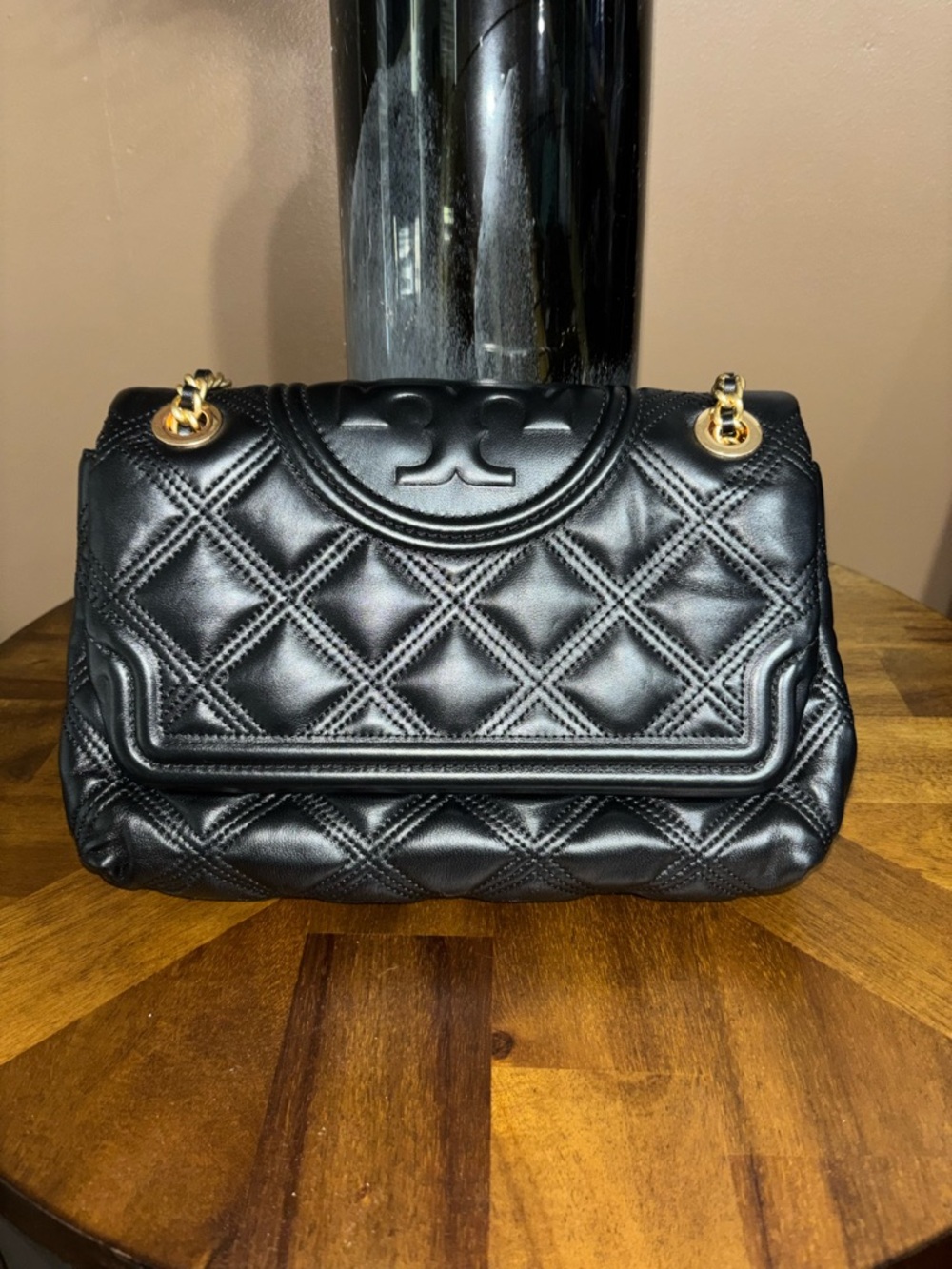 Tory Burch Black Quilted Leather Shoulder Bag with Matching Black Wallet - Picture 2 of 5